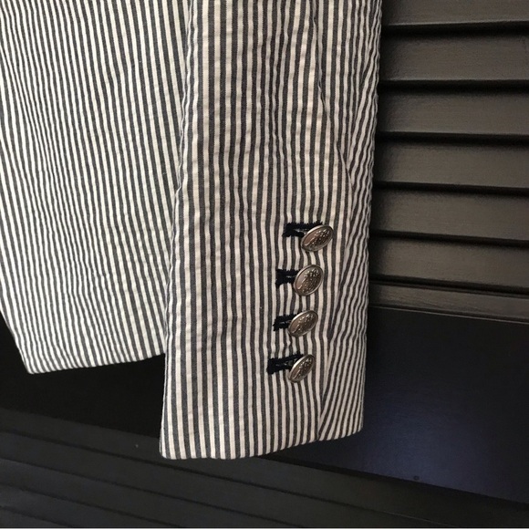 Mango MNG Suit 100% Cotton Seersucker Blazer, Beautifully Tailored, Size 2 - Picture 7 of 15